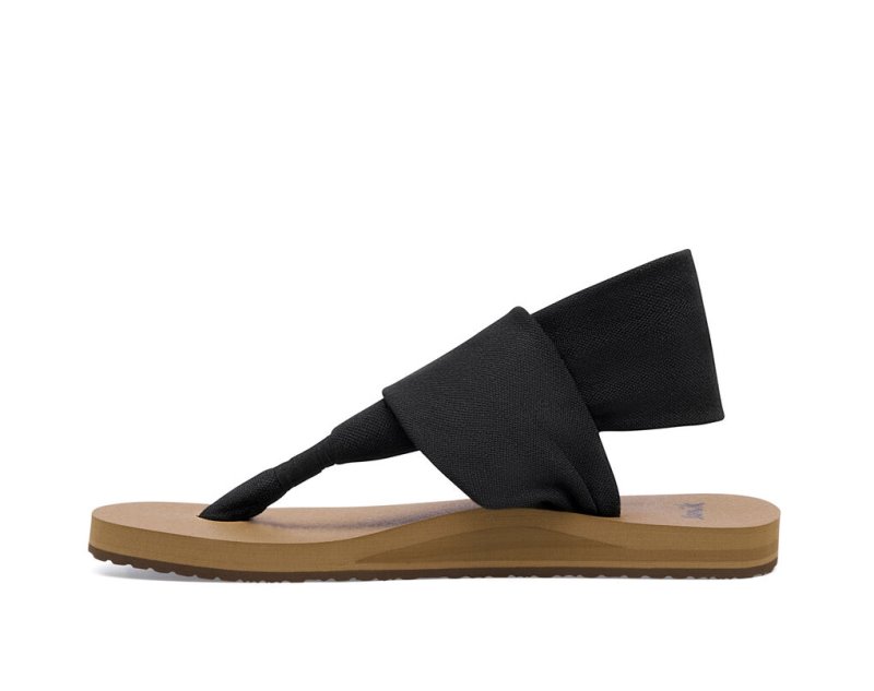 Sanuk Sling St Vegan Women's Sandals Black / Brown | Canada 87RVD